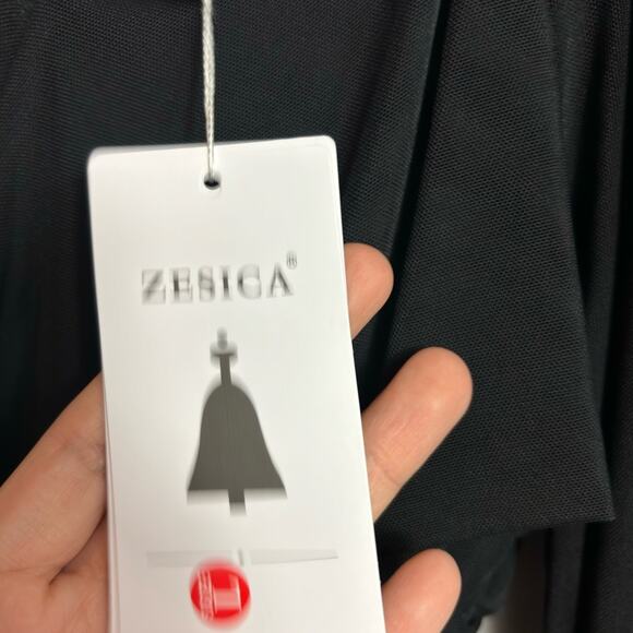 ZESICA WOMEN'S SEXY V-NECK BLACK BODYCON MINI DRESS WITH LONG SLEEVES LARGE NEW - Picture 8 of 10